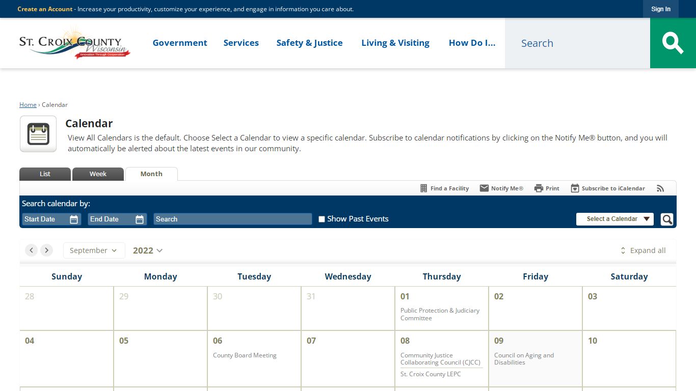 Calendar • St. Croix County, WI • CivicEngage